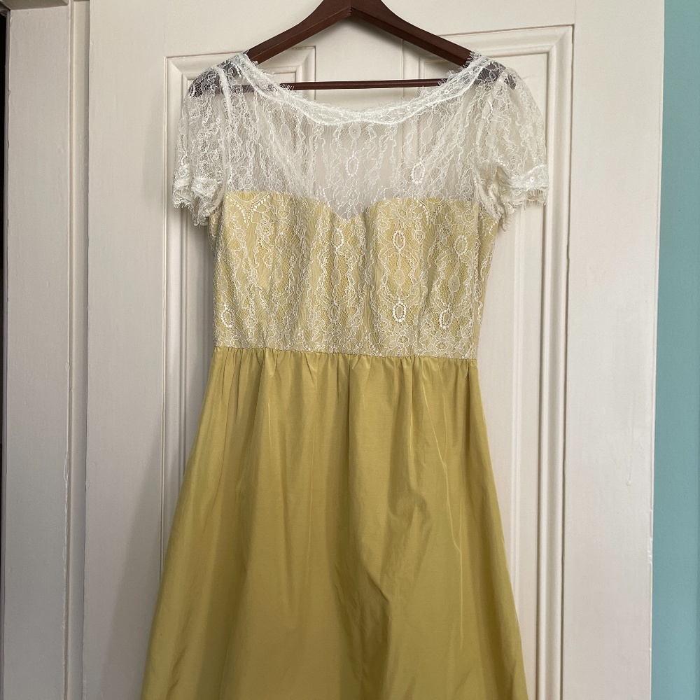 Lace Sorbetto Dress, yellow and white